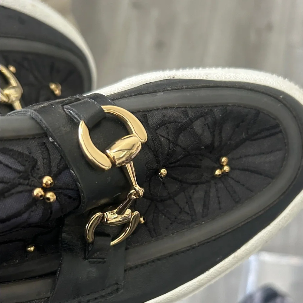 J Slides Black Lace Platform Slip on Sneakers Sz 8 1/2 - Picture 13 of 15